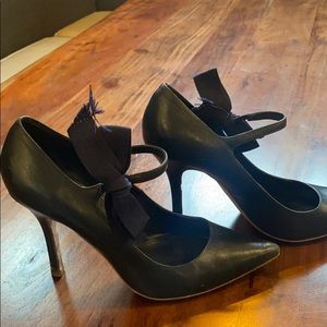 Tory Burch Navy Beverly High Heel Pump Ribbon Tie